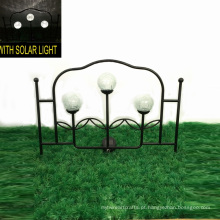 Garden Fence Craft com 3 Glass Ball Solar Light Metal Decoration